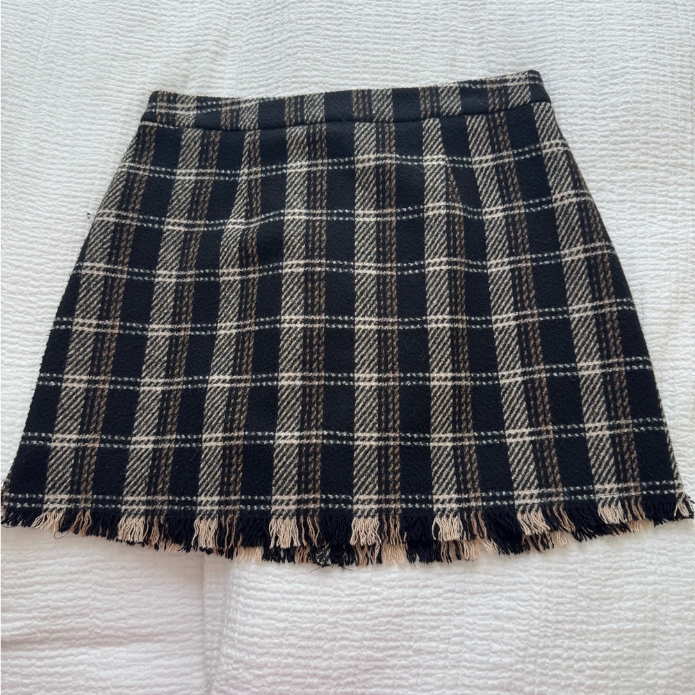 Sage Blue and White A-line Mini Skirt Casual